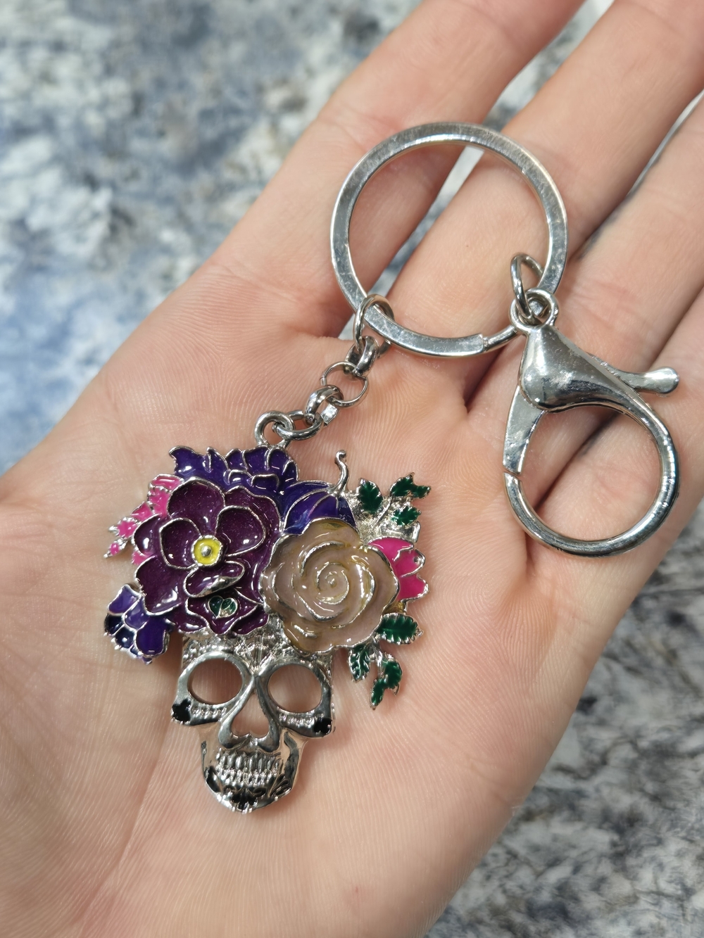 Day Of The Dead Skull Keychain